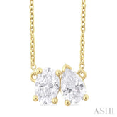 1 ctw Toi Et Moi Oval and Pear Cut Diamond Necklace in 14K Yellow Gold